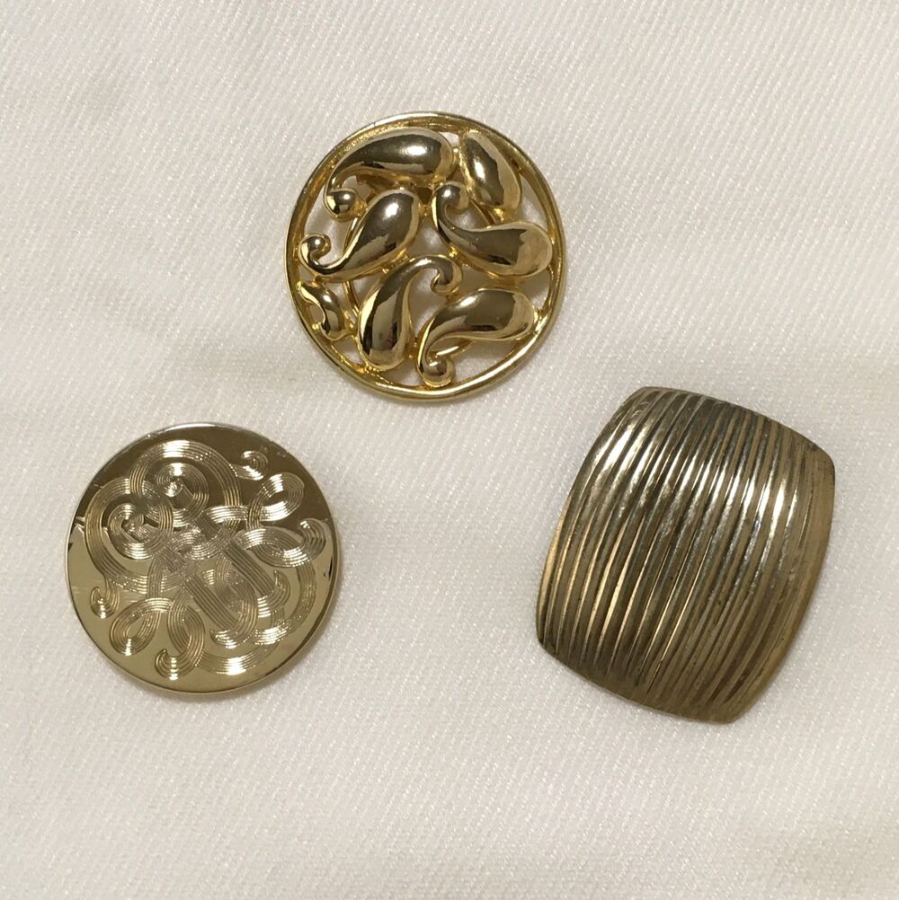 Vintage Gold Tone Scarf Dress Clip Lot of 3 Mid Century Accessory
